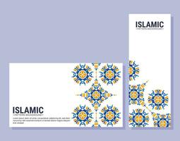 colorful islamic pattern card design vector