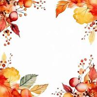 Poster template watercolor clipart Autumn frame high quality ai generated image photo