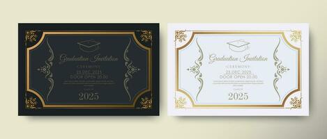 Elegant graduation invitation template with ornament vector