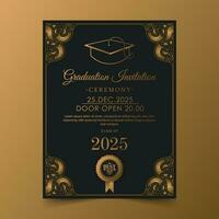 Elegant graduation invitation template with ornament vector