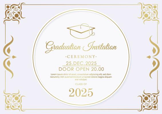 Elegant graduation invitation template with ornament