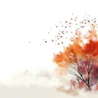 Autumn tree and leaf with white background high quality ai generated image photo