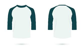 raglan sleeve t-shirt front and back view. vector illustration