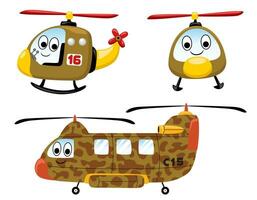 Vector illustration of funny helicopter cartoon