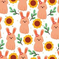 seamless pattern cartoon bunny and flower. cute animal wallpaper for textile, gift wrap paper vector