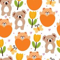 seamless pattern cartoon koala and bear. cute animal wallpaper for textile, gift wrap paper vector