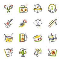 Set of Musical Instruments Sketchy Icons vector