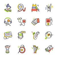 Pack of Music Players Drawing Icons vector