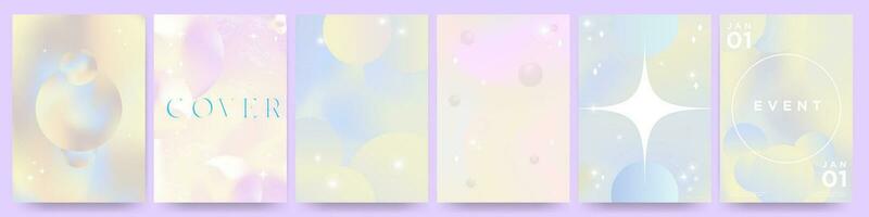 Vector Collection of Modern and trendy Pastel Backgrounds. Colorful gradient pastel background posters. Geometric shapes and liquid gradients. For posters, designs, backgrounds, covers, social media.