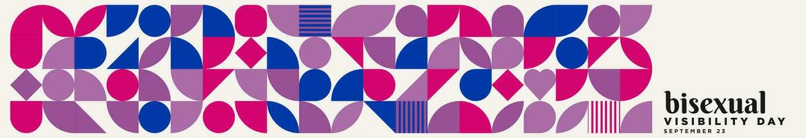 Bisexuality Visibility Day Geometric Banner. Geometric Shape design in bi pride flag colors. Vector Illustration.