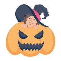 Trendy Spooky Pumpkin vector