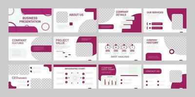 Presentation template, Maroon and gray infographic elements on white background. Vector slide template for business project presentations and marketing.