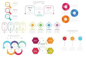 Flat vector timeline infographic editable template bundle of 8 design.