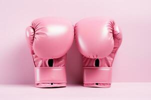 Boxing gloves. Victory over breast cancer. Generative AI photo