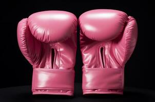rosado boxeo guantes. pecho cáncer día. generativo ai foto