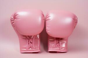 Pink boxing gloves. beat cancer. Generative AI photo