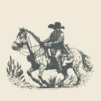 Rodeo western cowboy vintage hand drawn artwork vector