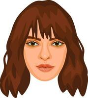 Millennial female portrait with auburn straight hair. Detailed avatar of beautiful young woman. vector