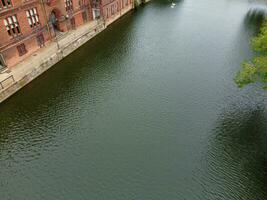 High Angle View of Beautiful and Historical Central Bedford City of England UK. Image Was Captured on May 28th, 2023 with Drone's Camera photo