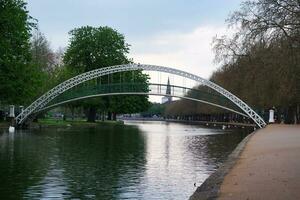 People are Enjoying Warm Day at Bedford City Park, England Great Britain UK. Image Captured on April 22nd, 2023 photo