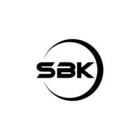 diseño de logotipo de letra sbk con fondo blanco en illustrator. logotipo vectorial, diseños de caligrafía para logotipo, afiche, invitación, etc. vector