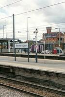 Most Beautiful Low Angle view of Central Luton City Railway Station of England UK. Captured on Cloudy Day of August 2nd, 2023 photo