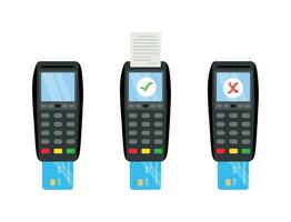 Concept of approved and refused credit card payment POS terminal vector