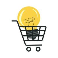 Shopping cart with light bulb vector