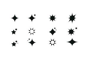 Collection of star silhouette icons on white background vector