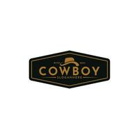 Vintage retro stamp Cowboy hat silhouette logo design creative idea vector