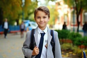 Boy goes to school photo