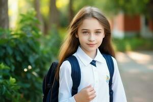 Girl go to school photo