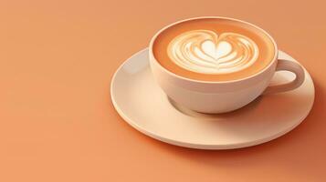 Cup of latte on orange background photo