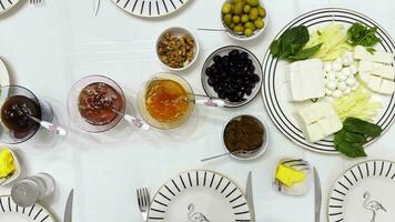 Traditional Turkish Breakfast Set of Tastes of Dishes video