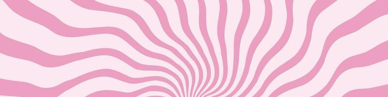 Pink ice cream and candy swirl background, lollipop vortex patterns intermixed with strawberry and circus elements. Retro spiral design. Flat vector illustration isolated