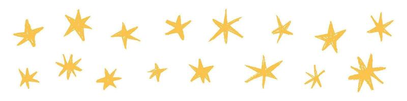 resumen gráfico elementos con juguetón estilo. linda garabatos y garabatos formar formas, amarillo estrellas. plano vector ilustración aislado en blanco antecedentes