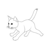 Cat pet one line vector art drawing outline illustration