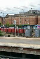 Most Beautiful Low Angle view of Central Luton City Railway Station of England UK. Captured on Cloudy Day of August 2nd, 2023 photo