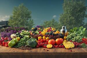 colorful nourishment of a captivating image showcasing a diverse selection of healthy foods photo