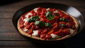 Mouthwatering pizza slices, melty cheese, savory toppings, golden-brown crust, appetizing presentation photo