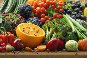 colorful nourishment of a captivating image showcasing a diverse selection of healthy foods photo