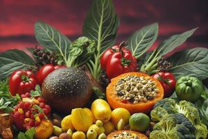 colorful nourishment of a captivating image showcasing a diverse selection of healthy foods photo