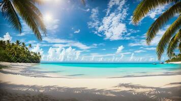 Transport yourself to a serene paradise in the Maldives with a breathtaking photograph ai generative photo