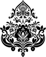 Vintage damask baroque ornament with floral retro antique style. Isolated element for wedding decoration. vector