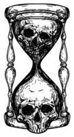 skull art tattoo hourglass sketch black and white vector