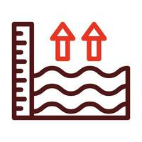 Sea Level Rise Thick Line Two Color Icons For Personal And Commercial Use. vector