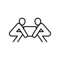 Teamwork discussion partner, Friendship partnership caring and working together. Business project collaboration. Cooperation icon. Vector illustration. Design on white background. EPS 10