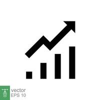 Profit growth icon. Simple solid style. Growing bars graphic with rising arrow, money gain, business concept. Black silhouette, glyph symbol. Vector illustration isolated on white background. EPS 10.