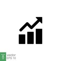 Profit growth icon. Simple solid style. Growing bars graphic with rising arrow, money gain, business concept. Black silhouette, glyph symbol. Vector illustration isolated on white background. EPS 10.