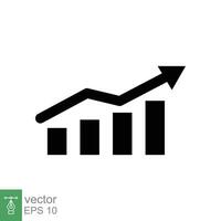 Profit growth icon. Simple solid style. Growing bars graphic with rising arrow, money gain, business concept. Black silhouette, glyph symbol. Vector illustration isolated on white background. EPS 10.